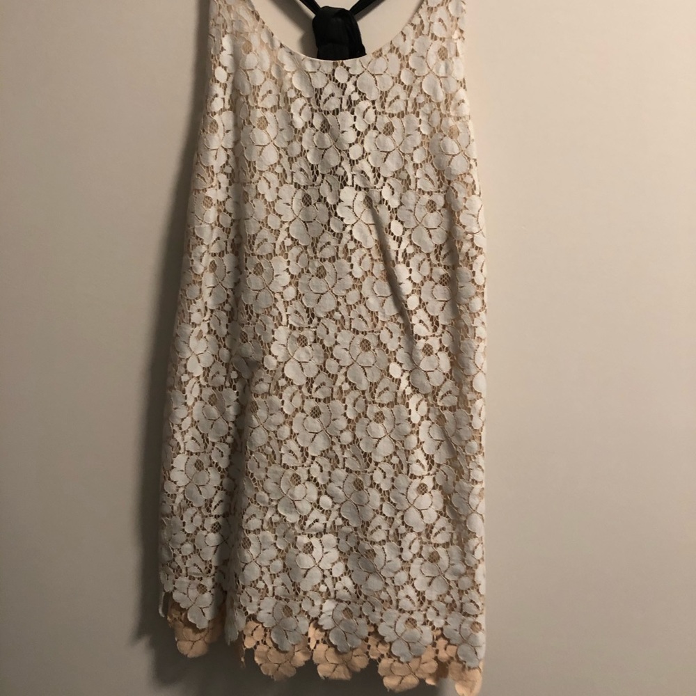 Lace Tank Top with Ribbon Straps